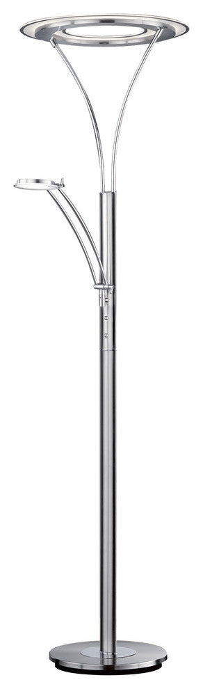 Berlin LED Torchiere With Side Light, Nickel Matte