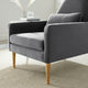 Armchair Accent Chair, Charcoal Gray, Velvet, Modern, Mid Century Lounge