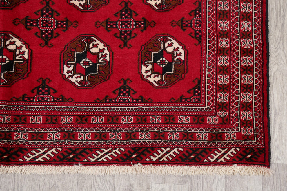 Balouch Oriental Traditional Afghan Hand-Knotted Area Rug, Red, 8'11"x6'10"