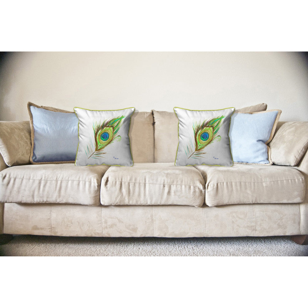 Peacock Feather Large Indoor/Outdoor Pillow 18x18