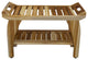 HomeRoots Rectangular Teak Shower Bench With Handles, Natural Finish