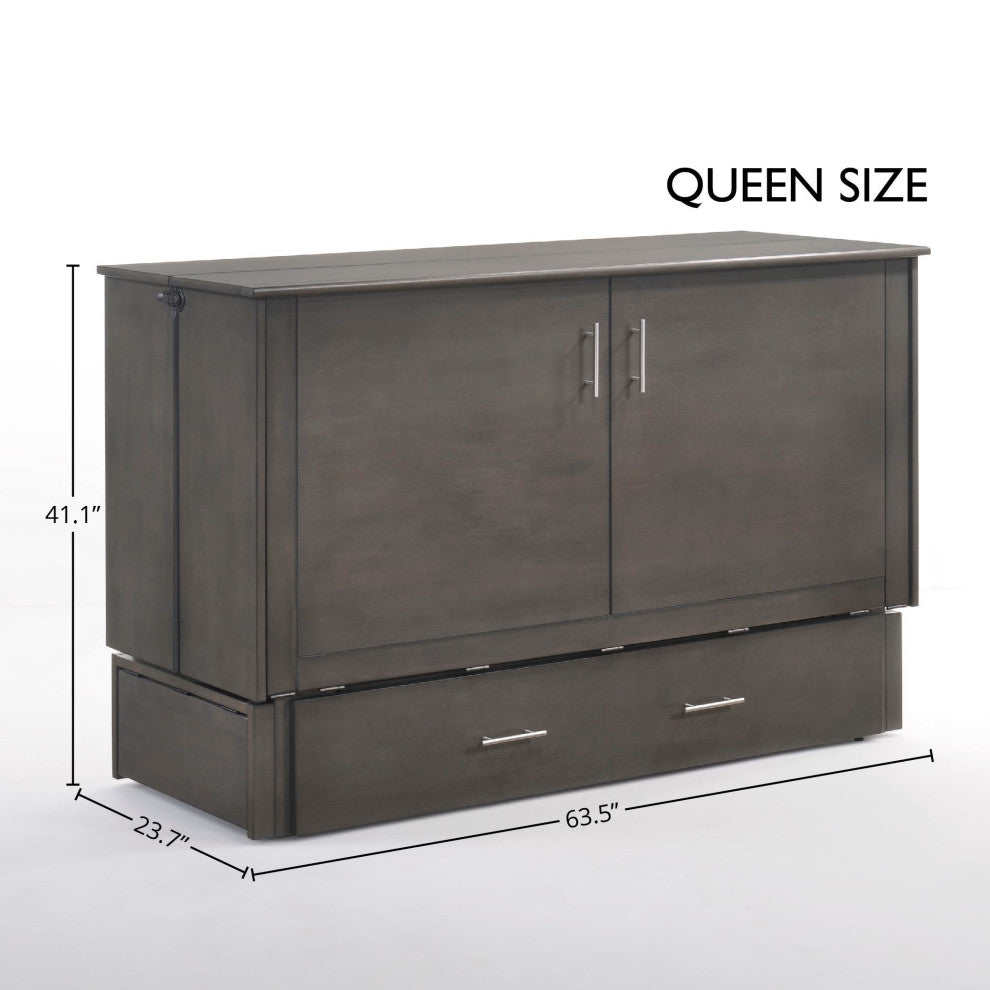 Sagebrush Queen Size Murphy Bed Cabinet With Storage, Stonewash