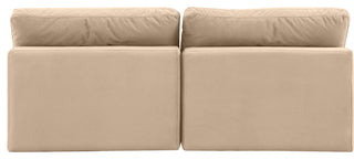 Comfy Upholstered Modular Sofa, Beige, 2-Piece: 2 Armless Chair, Velvet