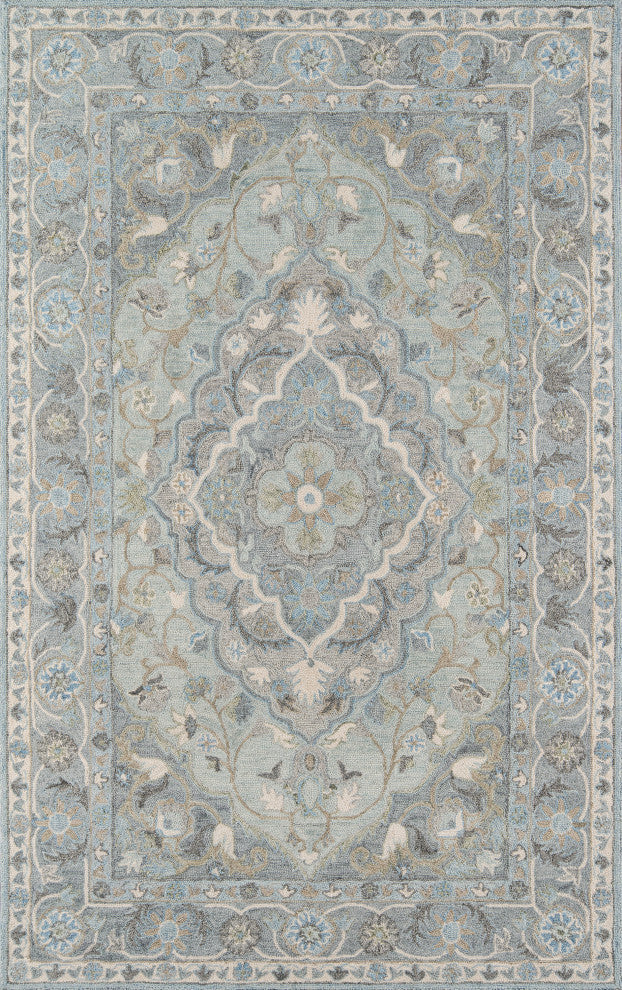 Momeni Tangier Wool Hand Tufted Blue Area Rug, 2'x3'