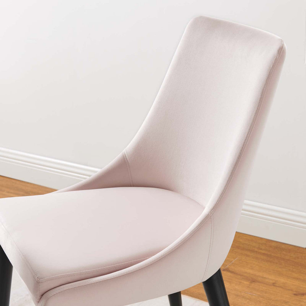 Side Dining Chair, Pink, Velvet, Modern, Kitchen Bistro Restaurant Hospitality