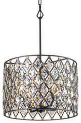 Varaluz 345P04 Windsor 4 Light 18"W Crystal Pendant - Carbon / Havana Gold