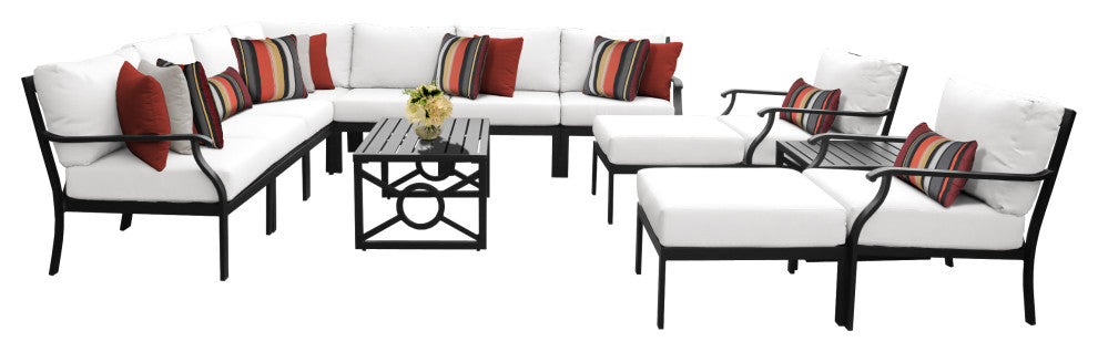 kathy ireland Madison Ave. 13 Piece Aluminum Patio Furniture Set 13a, Alabaster