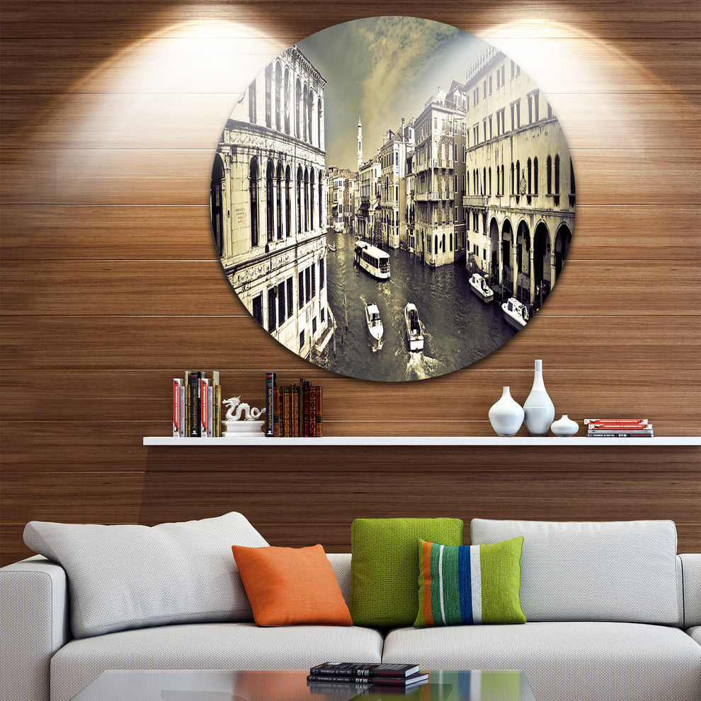 Venice Cityscape, Photography Large Disc Metal Wall Art, 11"