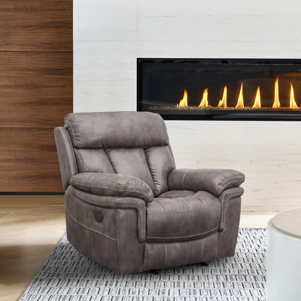 Estelle Power Recliner Chair, Gunmetal Fabric