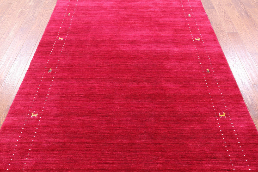 6' 0" X 9' 0" Persian Gabbeh Handmade Wool Rug - Q15218