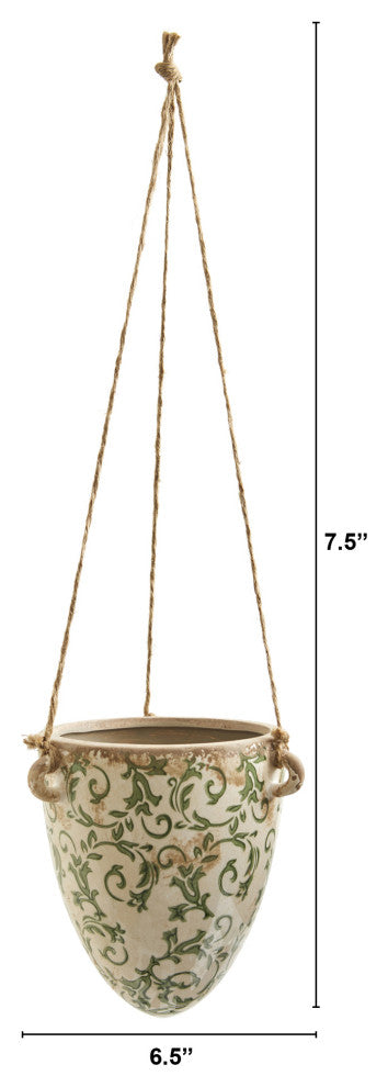 2' Tuscan Hanging Ceramic Scroll Planter