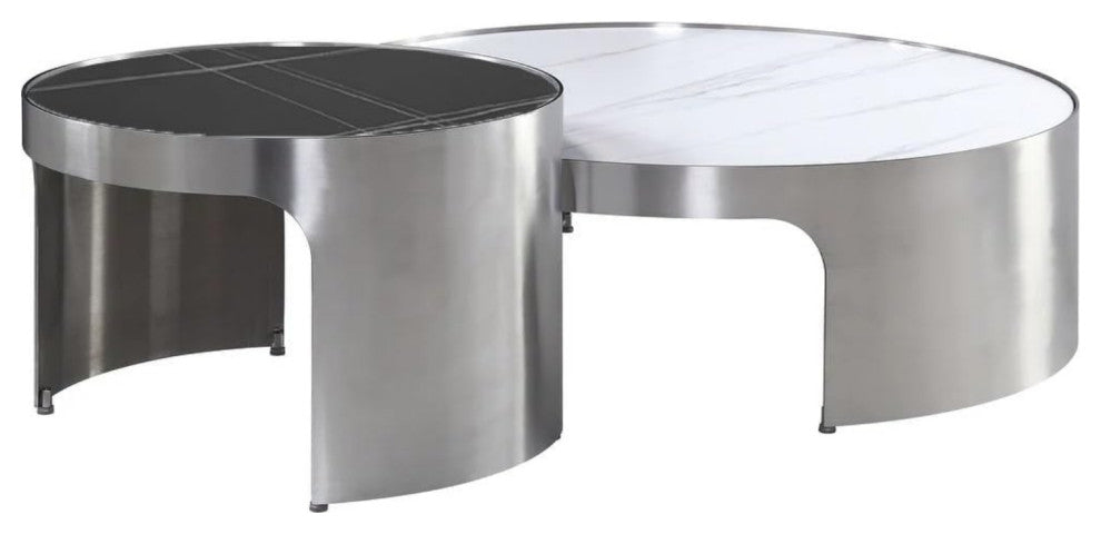 First of a Kind Zee Nesting Coffee Tables, Round, 2-Piece Set