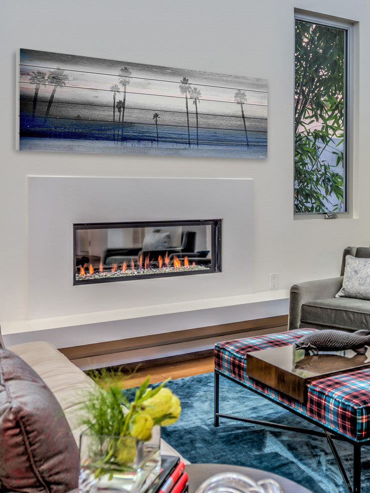 "Stormy Calm" Painting Print on White Wood, 30"x10"