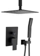Ceiling Mounted Shower System Set With 16" Rain Shower Head, Matte Black