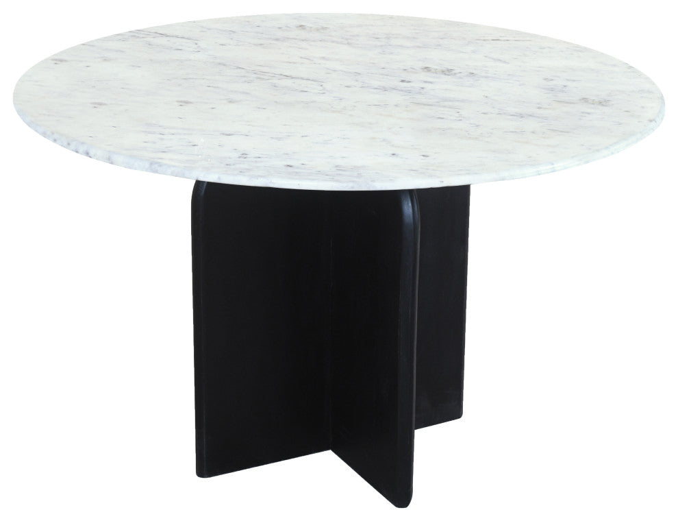 Lavaca 5-Piece Dining Set, 48" Round Dining Table and 2 Sets of Ivory Chairs