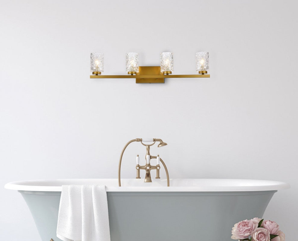 Conor 4-Light Bath Sconce, Brass With Clear Shade
