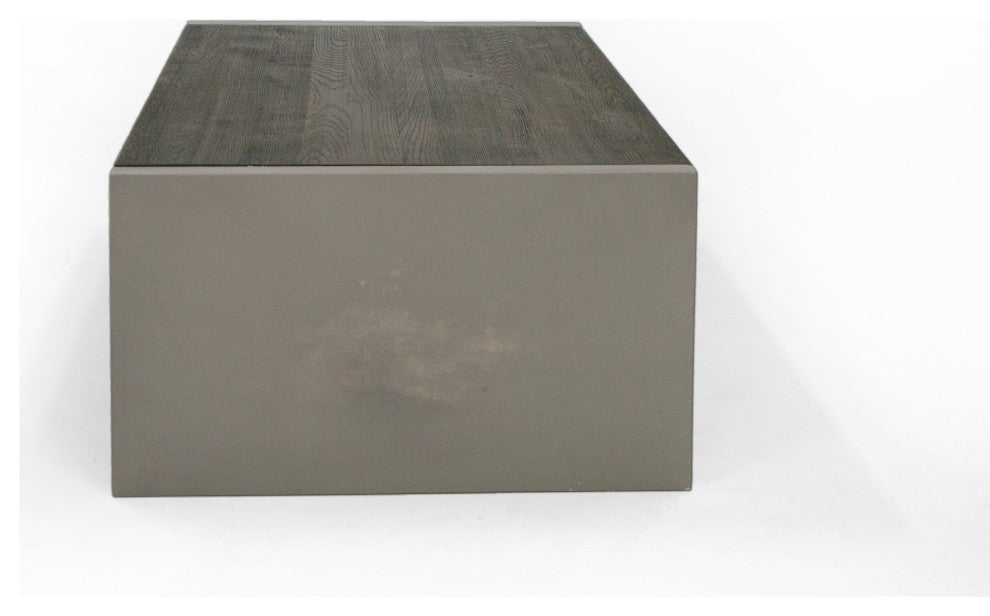 Modrest Melbost Modern Dark Gray Concrete and Walnut Coffee Table