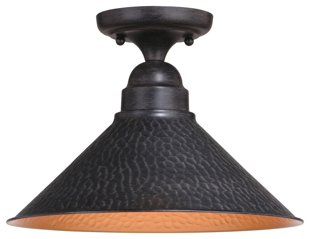Outland 12" Outdoor Semi Flush Aged Iron and Light Gold