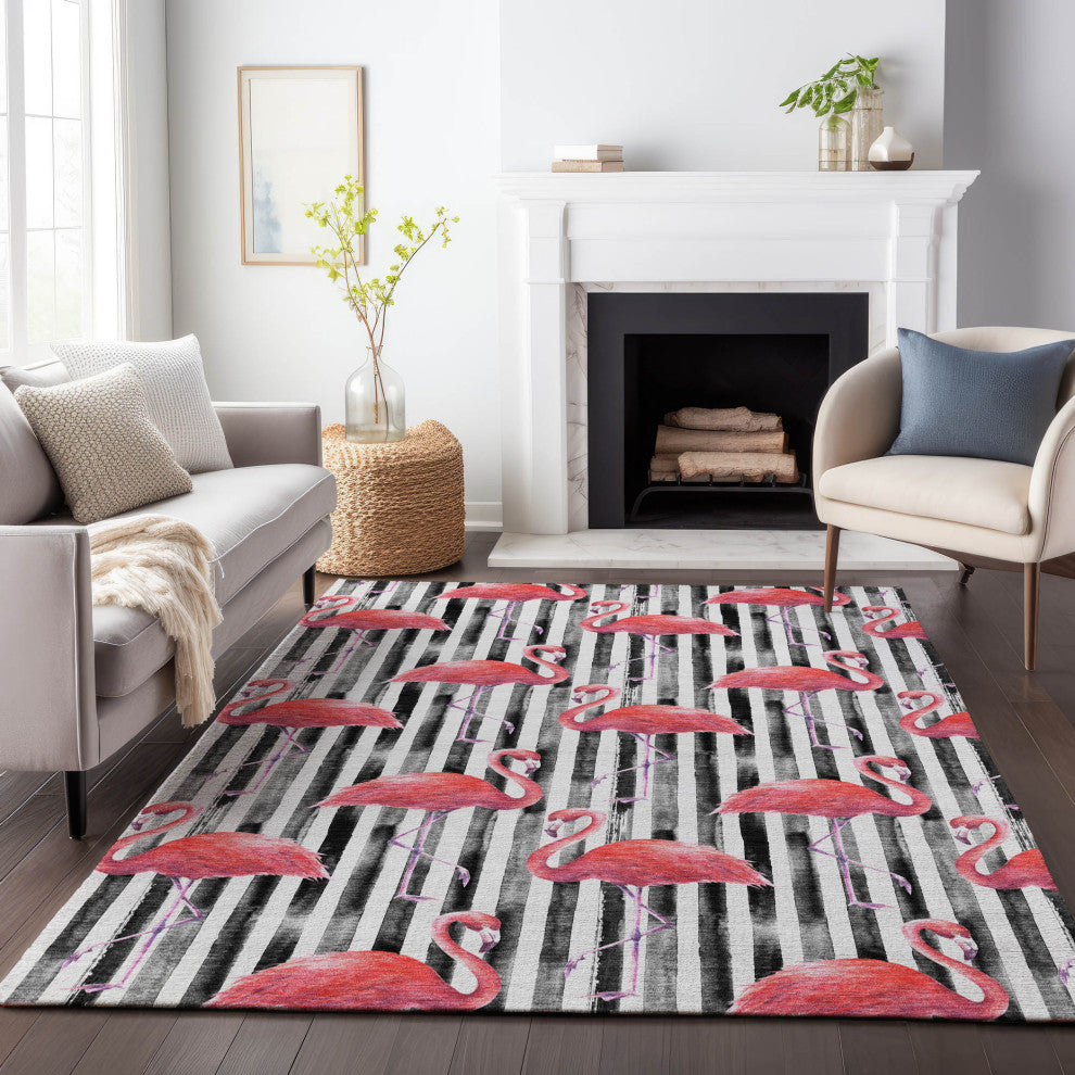 Addison Premium Washable Mayfield AMF204 Black 3' x 5' Rug