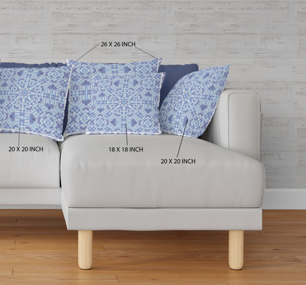 20 Cyan Blue Geostar Indoor Outdoor Throw Pillow