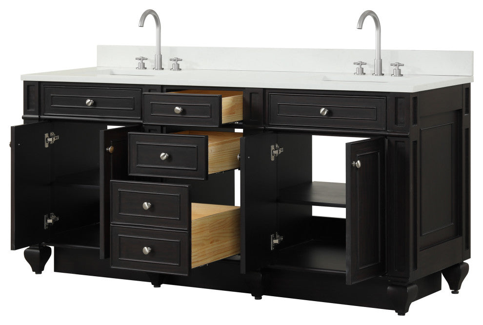 Winston 72" Double Vanity, Espresso