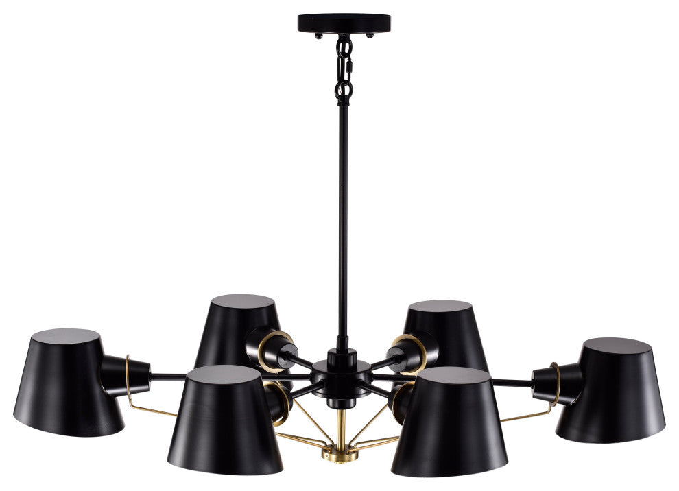 Baxter 6-Light Oval Chandelier, Black With Burnished Brass
