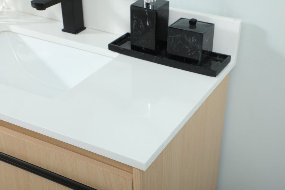 Sue 36" Single Bathroom Vanity, Maple, With Backsplash