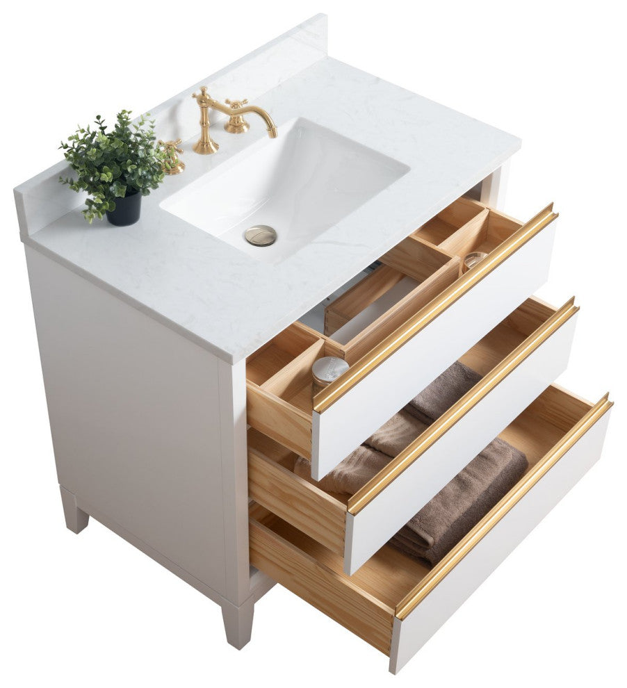 Vanity Art Bathroom Vanity With Sink, White, 36" Single