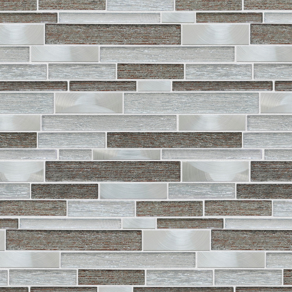 Glena 11.8"x11.8" Laminated Glass Mosaic Mix Wall Tile, Mixed Colors, Sample