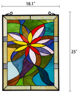 Chloe Lighting Colorful Daisy Tiffany-Style Floral Window Panel 24" Height