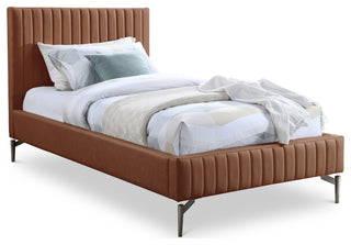 Gallo Vegan Leather Upholstered Bed, Cognac, Twin