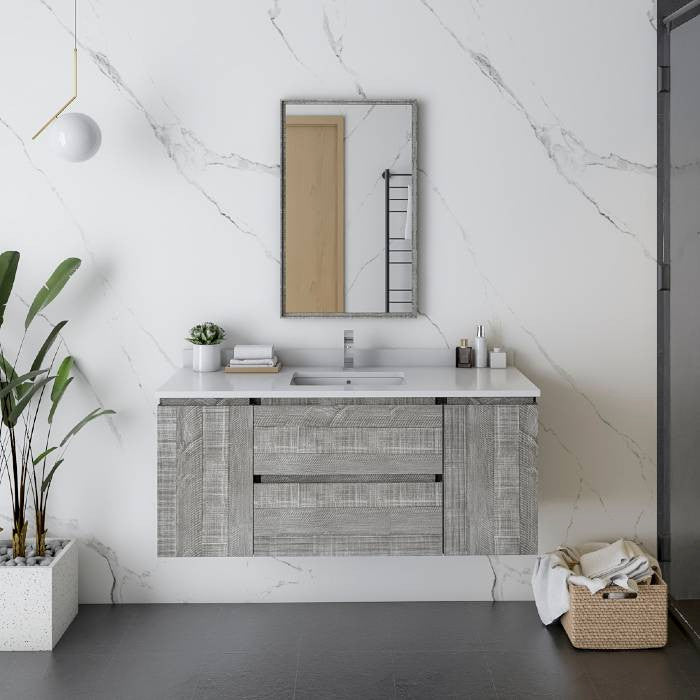 Formosa 48" Ash Wall Hung Single Sink Modern Vanity Set, Faucet Fft9161ch
