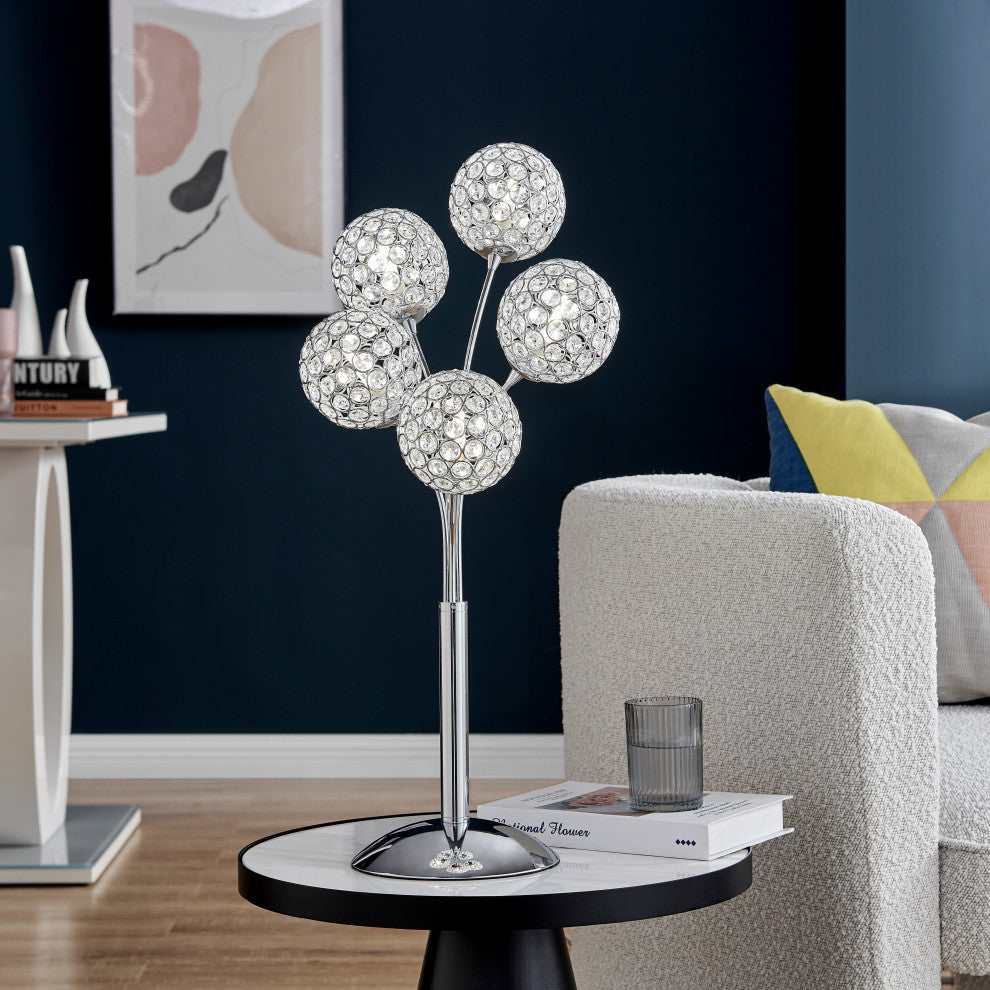 Thailand Crystal Domes Dimmable 5 LED Light Table Lamp