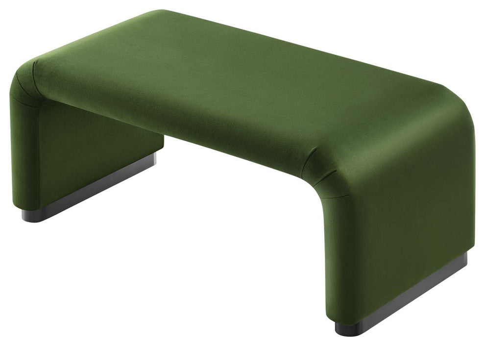 Koda Performance Velvet Waterfall Ottoman - Black Moss Green