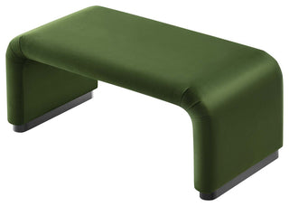Koda Performance Velvet Waterfall Ottoman - Black Moss Green