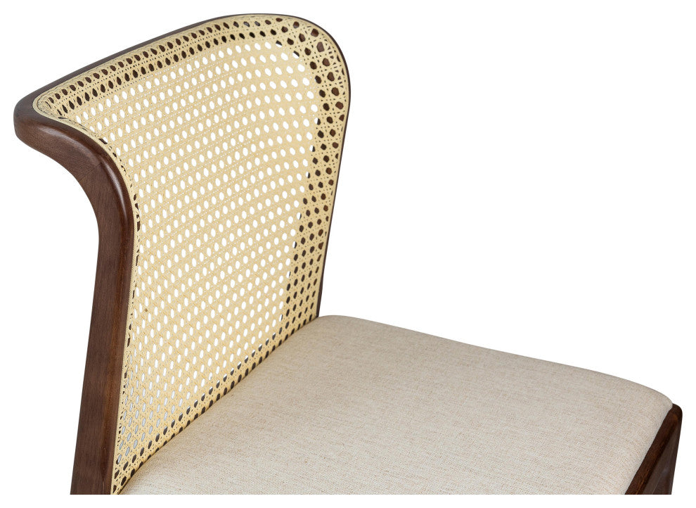 Modern Brazilian, Eloa, Cane Side Chair, Nogal/Natural/Medley Ivory