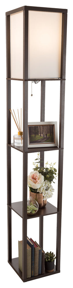 Etagere Style Brown Floor Lamp -3 Tiers Storage Shelving by Lavish Home