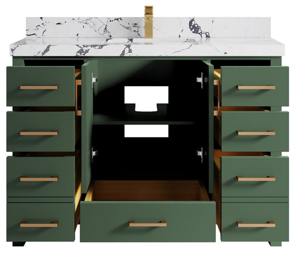Malibu 48 Single Sink Bath Vanity in Lafayette Green 2" Viola Night