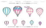 Hot Air Balloons Fabric Wall Decals, Standard Size, Pink