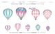 Hot Air Balloons Fabric Wall Decals, Standard Size, Pink