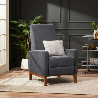 Plevna Fabric Upholstered Pushback Recliner, Charcoal and Brown