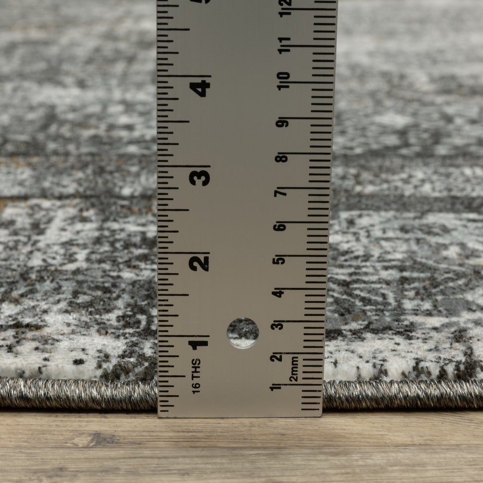 Galion Oriental Distressing Charcoal/Grey Indoor Area Rug, 2'3"x7'6"