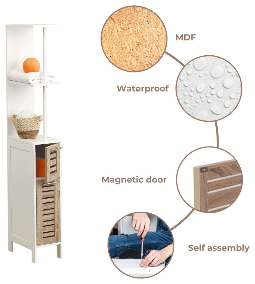 Slim Bathroom Storage Cabinet, Freestanding Organizer for Compact Spaces, Stockholm