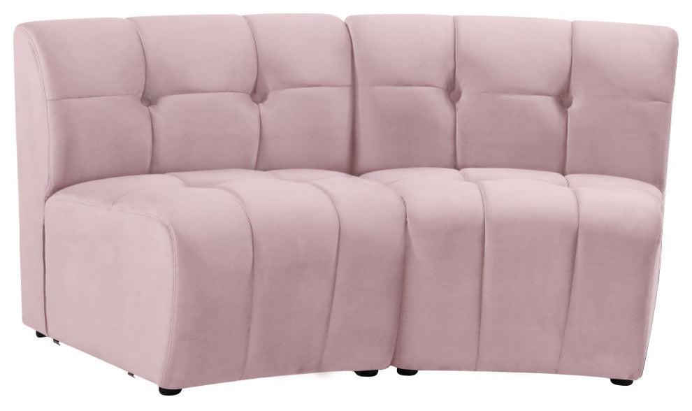 Limitless Velvet Upholstered 2-Piece Modular Sectional, Pink