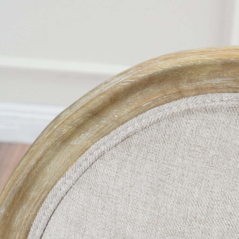 GDF Studio Phinnaeus French Country Fabric Dining Chairs (Set of 2), Griege/Natural