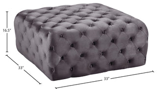 Ariel Velvet Upholstered Ottoman/Bench, Grey