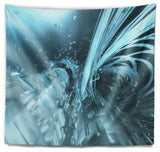 Fractal 3D Light Blue Collision Contemporary Wall Tapestry, 92"x78"