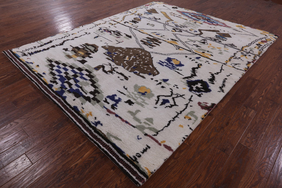 Moroccan Handmade Wool Rug 7' 11" X 10' 0" Q9275