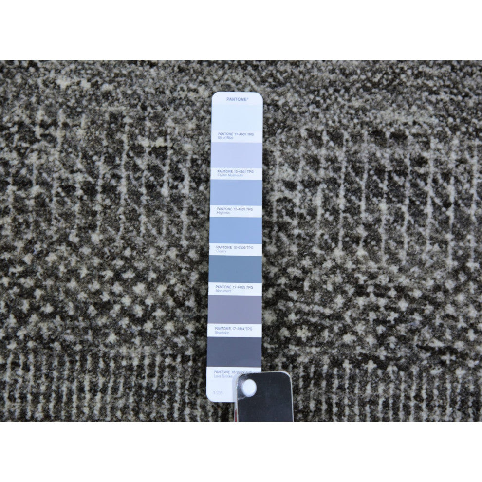 Harbor Gray Organic Undyed Wool Grass Design Square Hand Knotted Rug 8'1"x8'2"