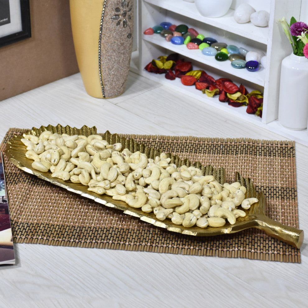 Handmade Decorative Aluminium Tray, Gold Color Coated